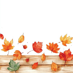 Fototapeta premium Watercolor Autumn Leaves Scattered – Fall Nature Wall Art