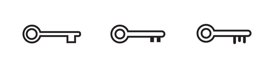Key icon set. Key vector icon. Key symbol. isolated transparent . black outline and filled version