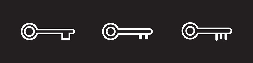 Key icon set. Key vector icon. Key symbol. isolated transparent . black outline and filled version