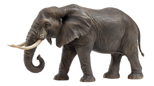 Realistic Elephant Figurine On Transparent Background An Isolated Image Of Wildlife