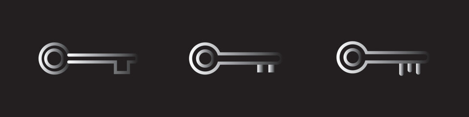 Key icon set. Key vector icon. Key symbol. isolated transparent . black outline and filled version