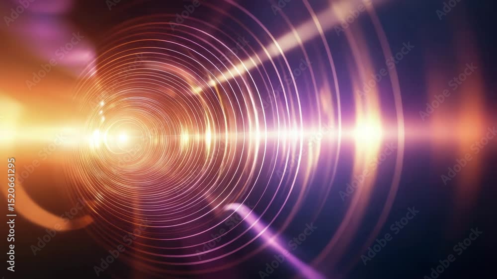 Poster A glowing tunnel of concentric circles emits radiant light, creating a surreal, futuristic and energetic abstract pattern.