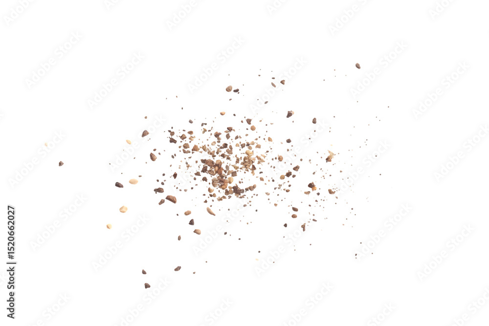 Aufkleber scattered dry soil pieces on a black background ideal for texture overlay and realistic terrain crea