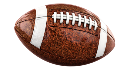 Realistic American Football with White Stripes on Isolated Transparent PNG Background Design