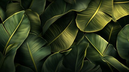 Obraz premium Dark Green Tropical Leaves Texture Background