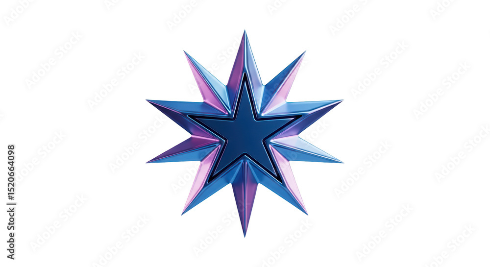 Poster eight pointed star symbol with gradient colors on black background vector design