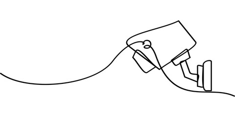 Obraz premium cctv symbol continuous line drawing. abstract line art illustration of surveillance camera
