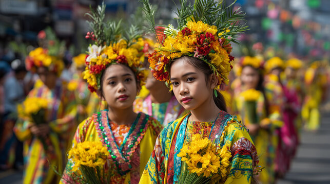 Higalaay Festival, colorful costume parade with participants wearing traditional Cagayan de Oro costumes, Ai generated images