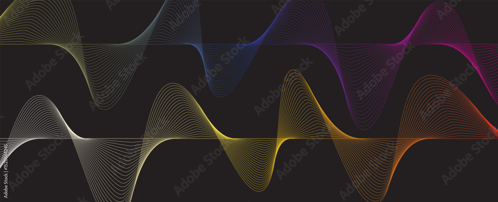 Poster dynamic sound wave isolated on white background. musical particle pulsing. blue energy flow concept.