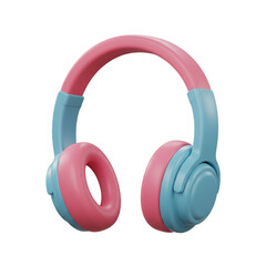 Colorful 3D Render of Headphones for Music, Audio, Listening, and Sound Devices