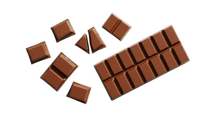 Fototapeta premium Chocolate bar pieces on black background