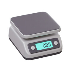 3D rendering of a modern digital scale, isolated on white background, weighing device