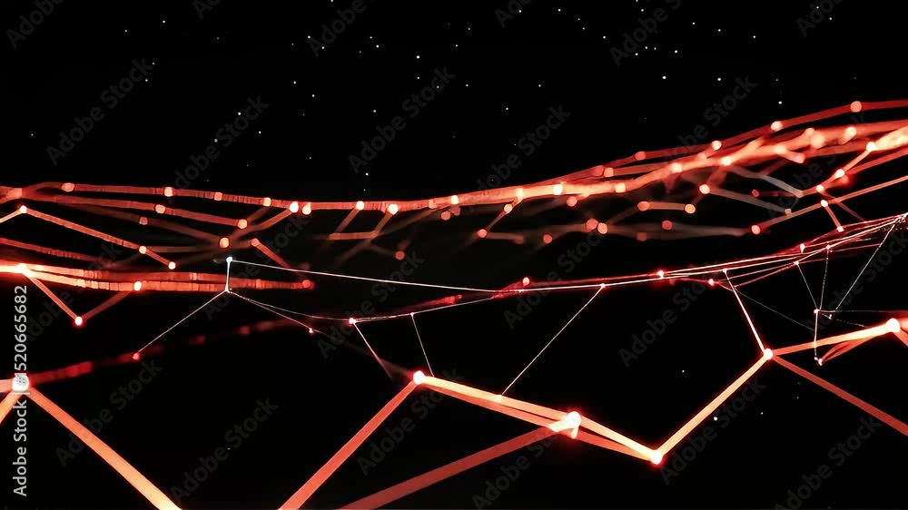 Poster Abstract Red Network Glowing Lines Dynamic Visuals