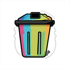 Rubbish Bin Icon, Trash Can Symbol Sticker