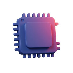 3D Render of a CPU Chip Isolated on White Background for Technology Concepts and Designs