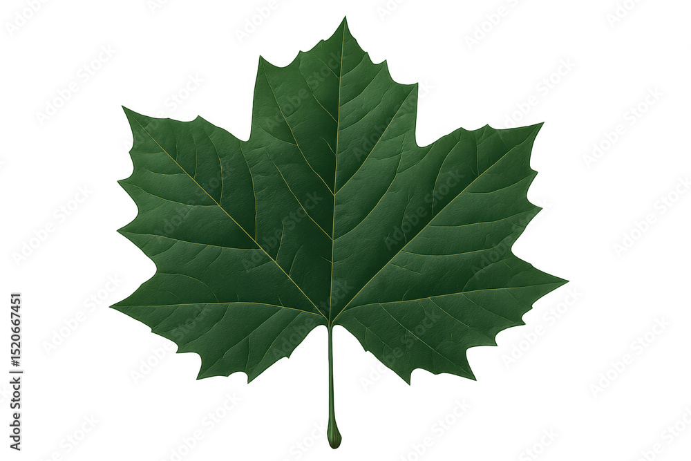 Poster detailed sycamore maple leaf showcasing intricate venation, isolated on transparent background for n