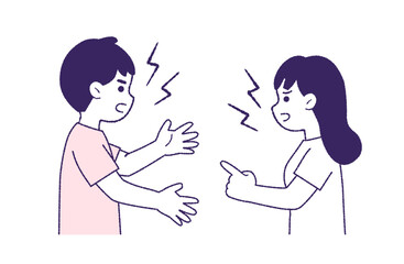 口論・喧嘩する若い男女のペア