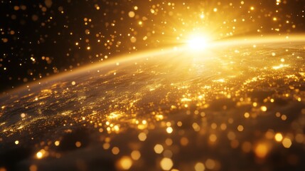Earth Illuminated by Golden Sunrise