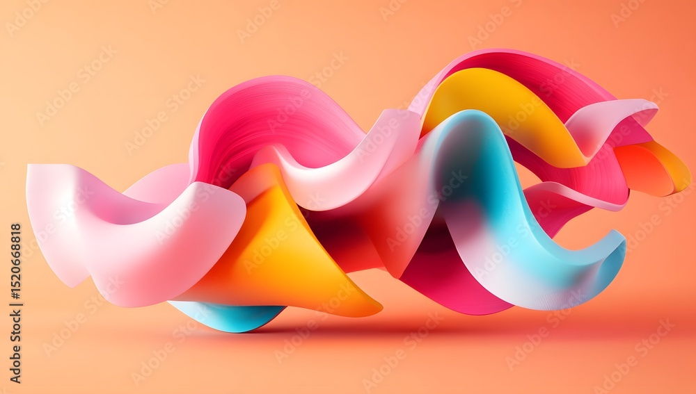 Poster 3d render, abstract background with colorful waves and shapes, gradient colors, dynamic composition,