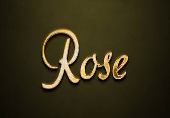 Old gold text effect of name Rose with 3D glossy style Mockup.