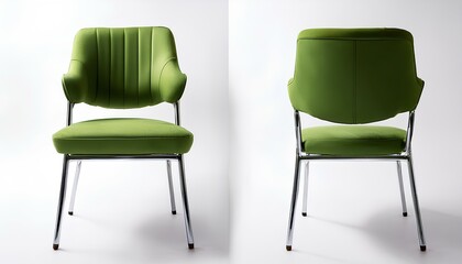 Obraz premium front and back view of the green plastic chair on white background