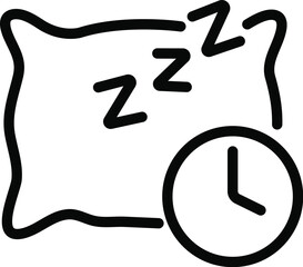 Sleep time icon pillow and clock rest and relaxation bedtime snooze nap dreamland sleep well good night