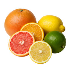 Vibrant Citrus Collection Grapefruit Orange Lemon and Lime transparent background