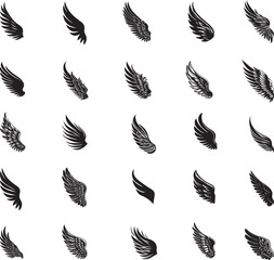 Wing icon, line art, silhouette, vector image, Wings Vector Icon,  wing icon set.