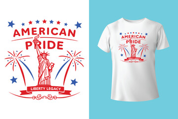 Fourth of July Independence Day America T shirt Design Vector Illustration. Happy Independence day USA 4 th July in United States of America. Vector illustration. EPS 10