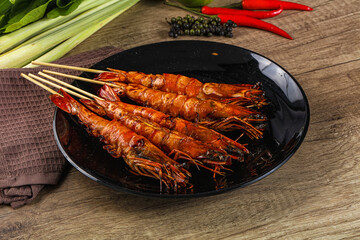 Tasty grilled tiger prawn snack