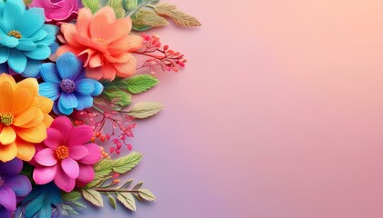 bouquet of spring flowers on pink background