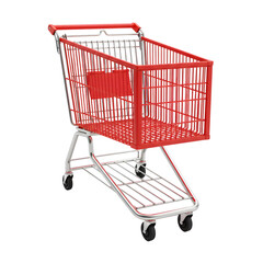 Red Shopping Cart on White Background transparent background
