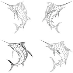 Marlin set line art and illustrator eps 10