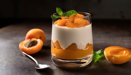 apricot mousse dessert in a glass