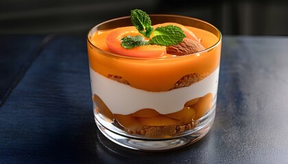apricot mousse dessert in a glass