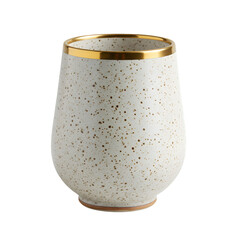 Speckled Ceramic Cup with Gold Rim Elegant Tableware Detail transparent background
