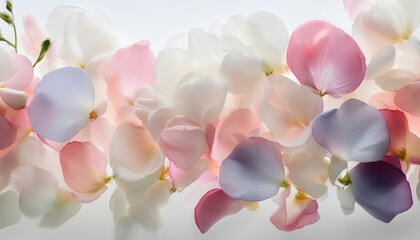 pastel color orchid petals on white background