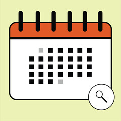 Colorful Calendar icon. Highlighted day on the calendar. Flat vector illustration for copy space.
