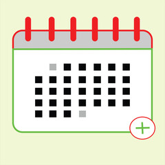 Colorful Calendar icon. Highlighted day on the calendar. Flat vector illustration for copy space.