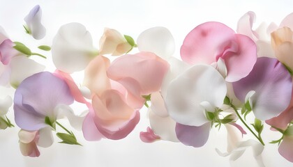 pastel color orchid petals on white background