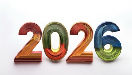 Happy new year 2026 isolated on white background