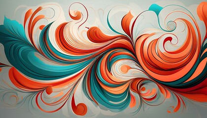 abstract background with orange, teal and white swirls