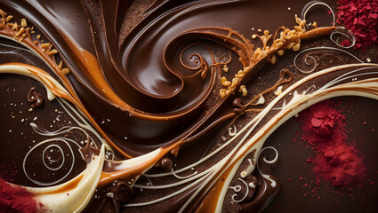 Chocolate swirl artistry with cocoa dust