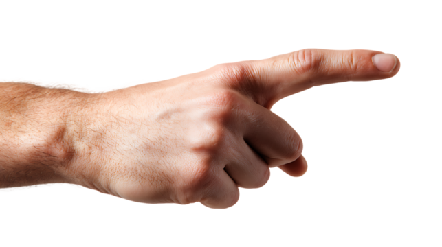 Hand Pointing Finger Direction Isolated on Transparent Background High Resolution PNG