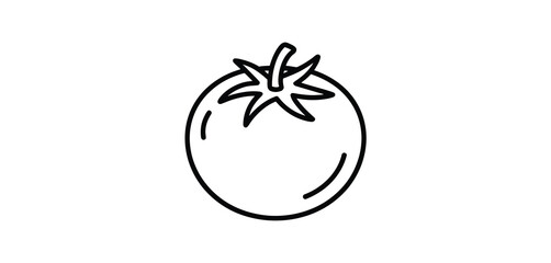 Simple Line Drawing of a Single Tomato