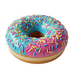 PastelIced Donut with Rainbow Sprinkles transparent background