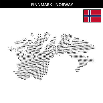 Small circular dotted map of finnmark in Norway