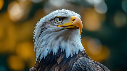 Fototapeta premium Close-up view of an eagle's head and neck.