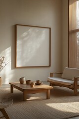 Minimalist Interior with Blank Canvas and Natural Light