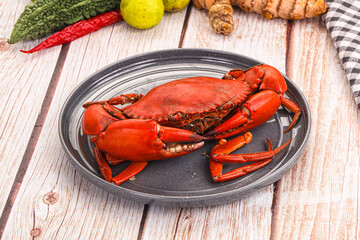 Hot fresh Boiled red crab
